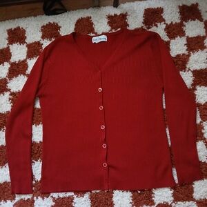 Vintage Red Button Front Cardigan